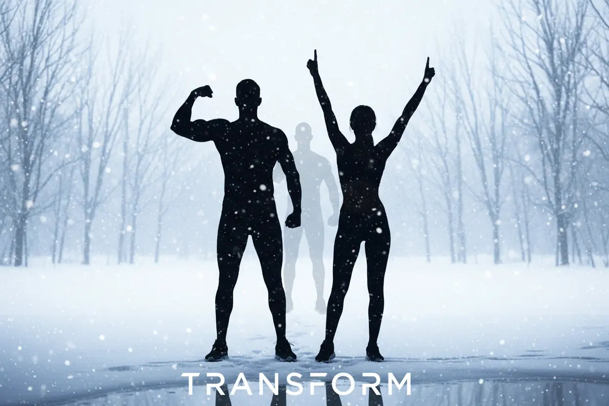 winter image of a man and women weight loss silouette